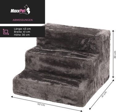 MaxxPet Сходи для собак і котів, складані, 43x41x30 см, для ліжка та дивану, сірі