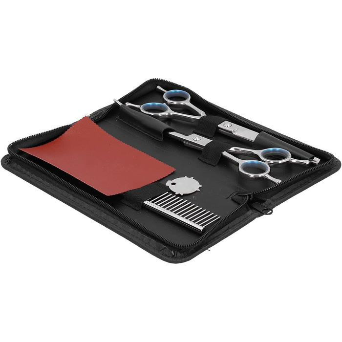 Набір для грумінгу собак: професійні ножиці з нержавіючої сталі, гребінець, прямі та зігнуті ножиці для собак та котів