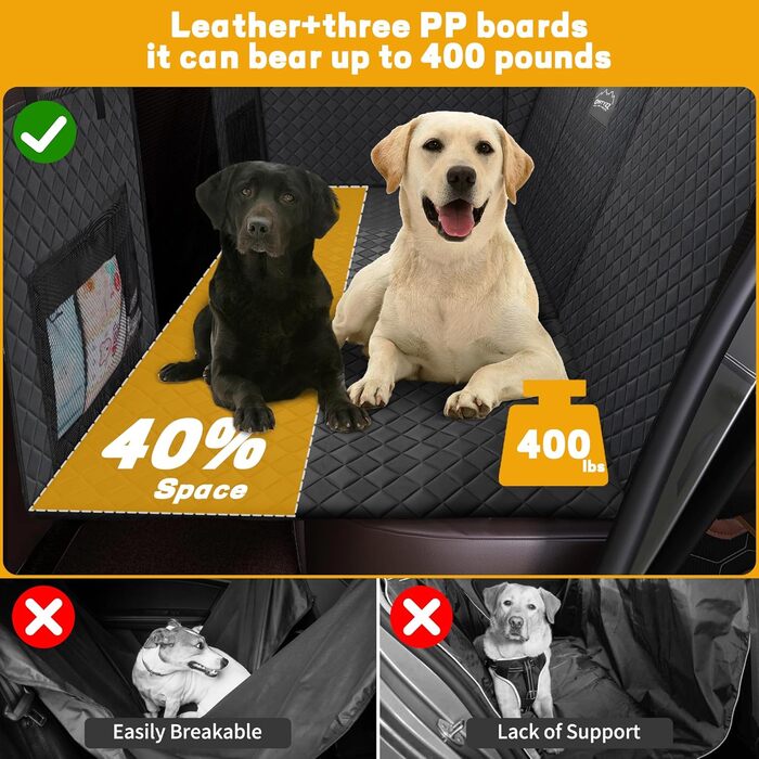Водонепроникний захист для заднього сидіння авто: килимок-розширювач для собак з жорсткою основою та антиковзаючою поверхнею
