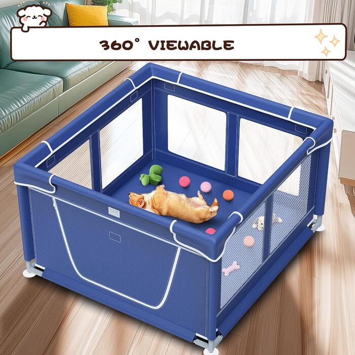 Вольєр для собак HOHOMETIC 42x42 дюймів, вольєр для цуценят з воротами, для малих та середніх собак, вольєр для домашніх тварин для використання в приміщенні та на вулиці, блакитний