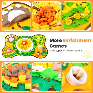 Набір килимків для собак: нюхальний та лижучий, інтерактивне іграшкове пазлу для цуценят, маленьких собак, котів та кроликів. Стимулює розумову активність, 38,1 x 38,1 см + лижучий килимок 20,3 x 20,3 см