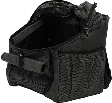 Корзина для велосипеда для собак, сіра, 7,5 кг, з ременями безпеки, дихаюча та міцна, функція рюкзака, 2 кишені