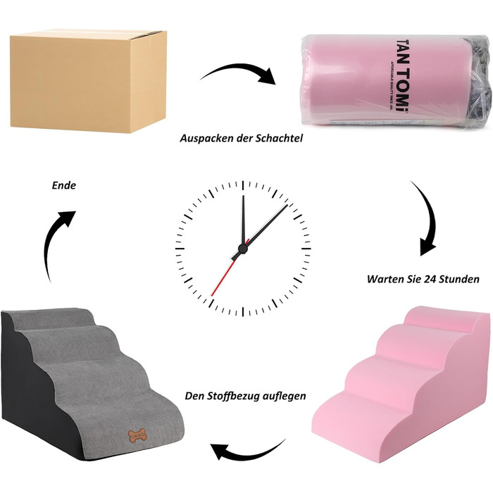 Сходинки для собак Caliyo: 2 сходинки, для маленьких собак та котів, 26 см, знімний чохол та протиковзка підставка, для ліжка, дивану та авто (55×40×26cm), сірі