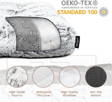 Делюкс лежанка для собак маленьких порід, м'яка підстилка в клітку, товста лежанка для собак, пухнаста килимок для домашніх тварин, 76.2 x 55.9 x 7.6 см, Сірий, Medium