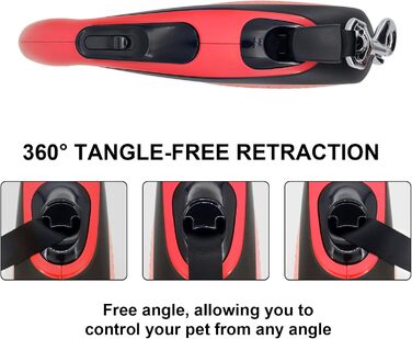 МоYouno Висувна поводок для собак 8 м з тримачем для відходів, червоний