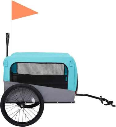 LAPOOH 2-в-1 Причіп для велосипеда та візок для бігу, причіп для собак, комфортний візок, блакитний та сірий