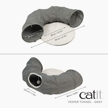 Тунель для котів Catit Vesper з подушкою, сірий