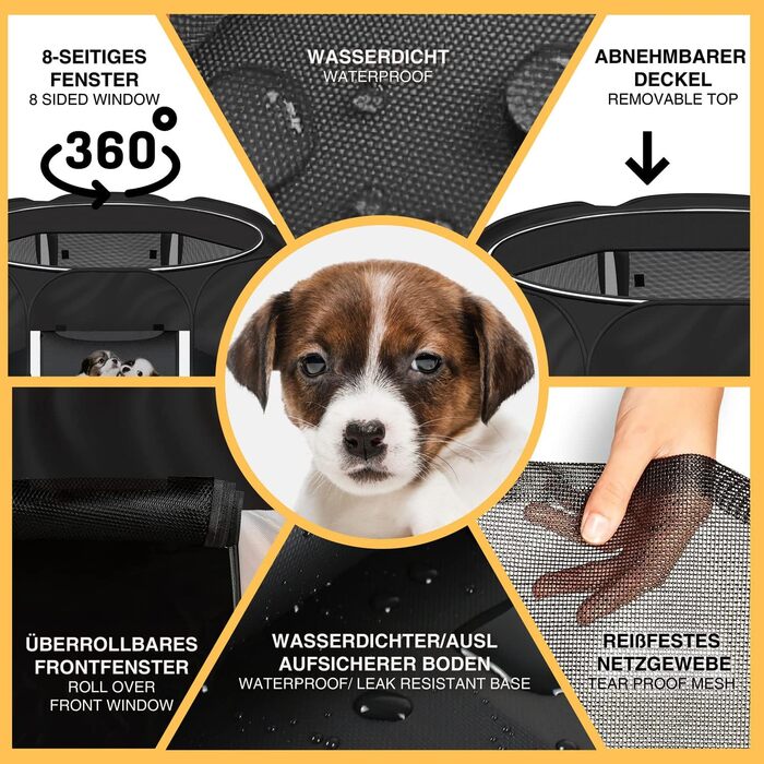 Вольєр для цуценят і домашніх тварин All Pets United XXL, чорний-бежевий, для собак, котів, кроликів та дрібних тварин, для дому та вулиці