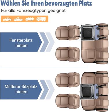 Автокрісло для собак 44x40x40 см – міцне автокрісло з ременем безпеки та сіткою – складний собачий кошик для заднього сидіння авто для маленьких та середніх собак, водонепроникне та зручне