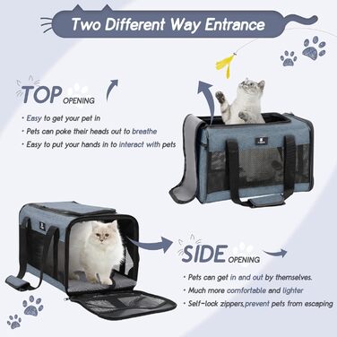 Переносний переноска для тварин X-ZONE: для собак та котів середнього та малого розміру, чорний та блакитний кольори