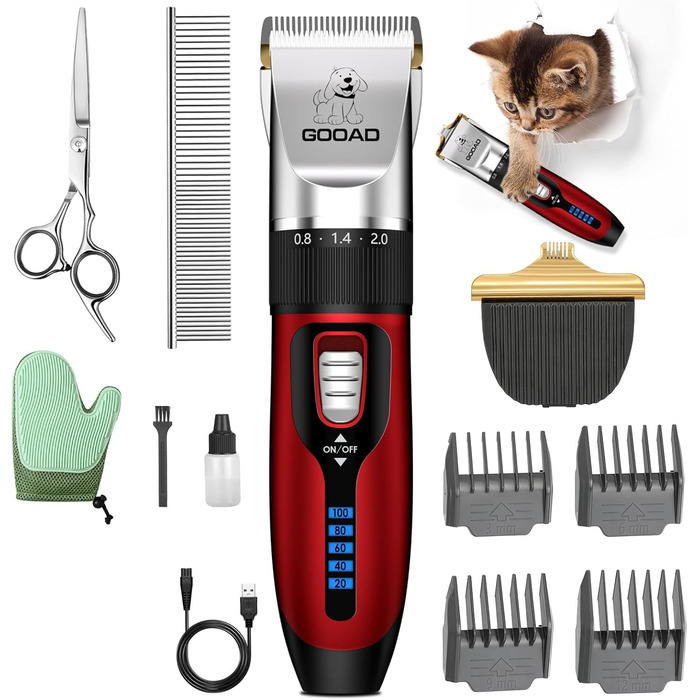 Набір для догляду за шерстю котів: бездротовий тример, ножиці для стрижки, тиха робота