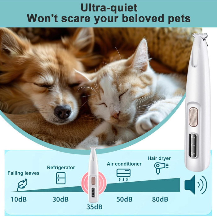 Триммер для собак та котів Pfotentrimmer: тиха модель з LED-підсвічуванням, бездротова, з маслом та щіткою для догляду за лапами, обличчям та вухами