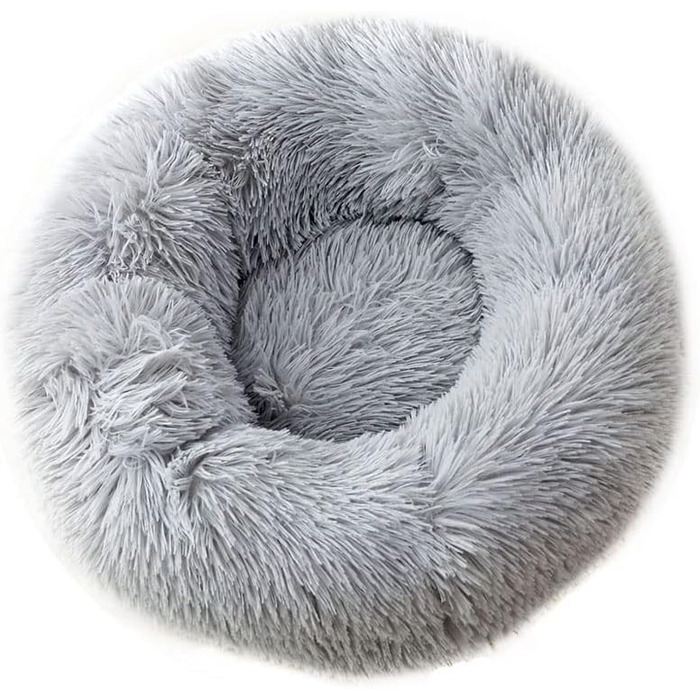 Кругле ліжко для собак та котів Chickwin, м'яке плюшеве, тепле, 80 см, сірий