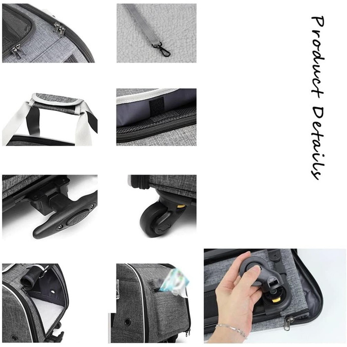 Транспортна переноска для тварин Samnuerly: складана переноска для собак та котів середніх та маленьких порід, з колесами та регульованою ручкою