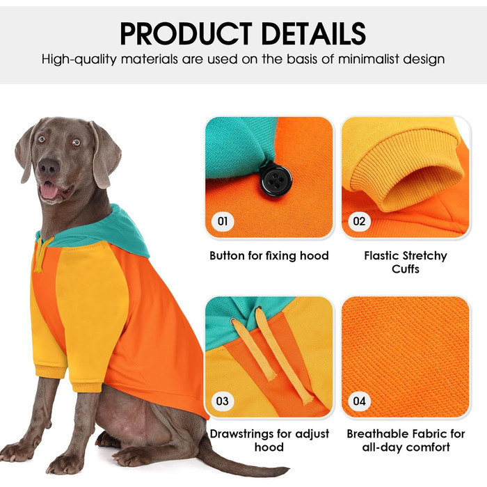 Теплий капюшонний светр AOFITEE для великих собак, осінь-зима, бавовна, рожевий, розмір L (з візерунком 'Захід сонця')