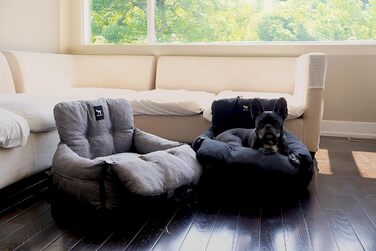 Автокрісло для собак JACKO & CO V2 Premium – підходить для малих та середніх тварин (до 18 кг), з підстілкою та поворотком, чорне