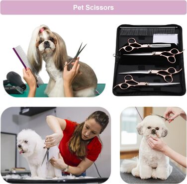 Набір професійних ножиць для грумінгу собак та котів Haustierschere 4 шт. з PU-чохлом