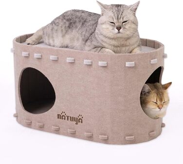 Будиночок для котів NATUYA, фетровий, складний, 58×33×30 см, бежевий, легкий у догляді