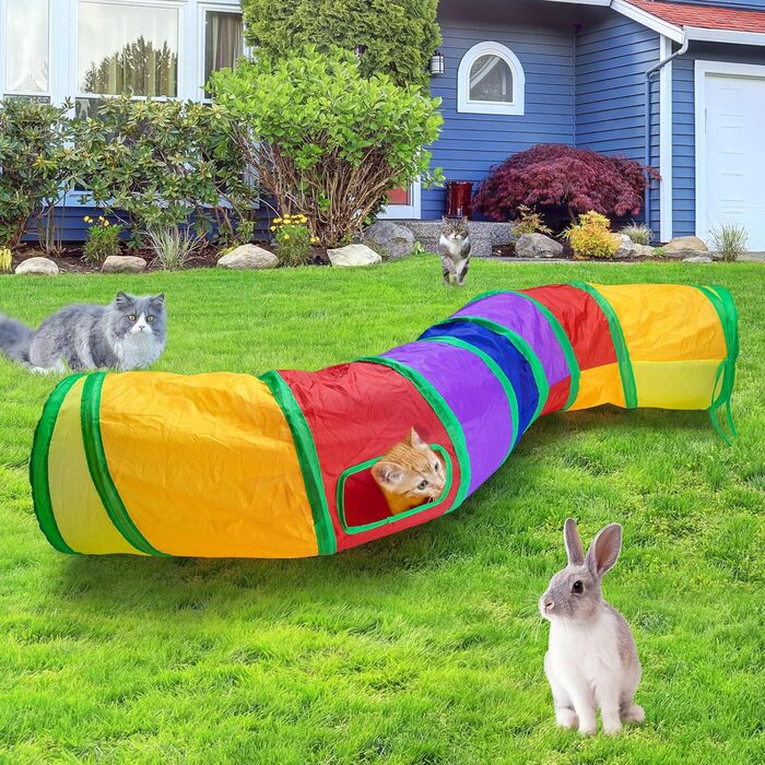 Туннель для котів, іграшка-труба, складаний, для кошенят, цуценят, кроликів, в приміщенні та на вулиці (S-Colorful, Colorful-S)