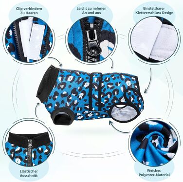 Захисний одяг для собак після операції: комбінезон з блискавкою та липучкою, анти-витік та захист ран, дихаючий, XL, блакитно-зелений