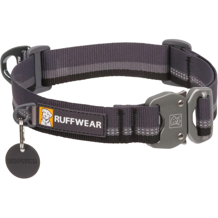 Собачий нашийник RUFFWEAR Top Rope, середній розмір, міцний і зручний, для прогулянок, базальтово-сірий, M (36–51 см)