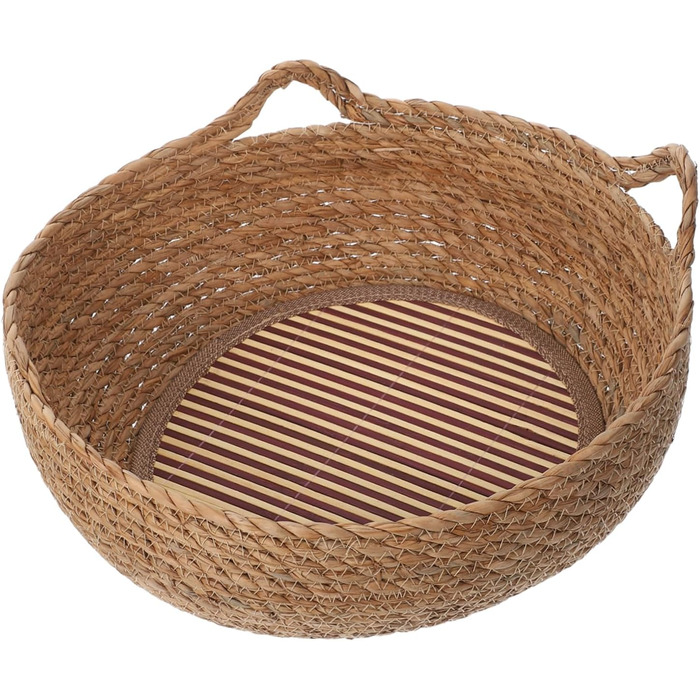 Гніздо для котів у печері: ручне плетене ліжко для домашніх тварин з морської трави. Підходить для кошенят та маленьких собак. Кругле внутрішнє ліжко-корзинка, естетичне ліжко для комфорту цілий рік.