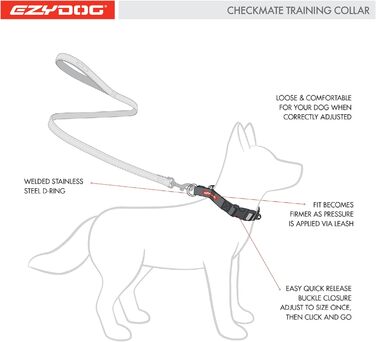 Нашийник для собак EzyDog Checkmate - нашийник-стоппер для собак, навчальний нашийник для дресирування. Підходить для великих, середніх та малих собак (S, чорний)