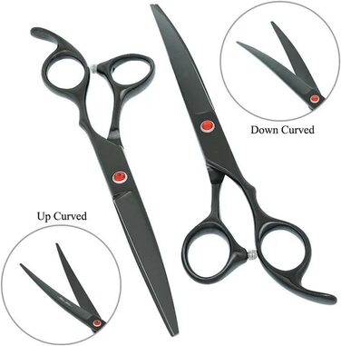 Професійний набір ножиць для грумінгу собак та котів 5 в 1: прямі, вигнуті, розріджуючі ножиці та гребінець для догляду за шерстю