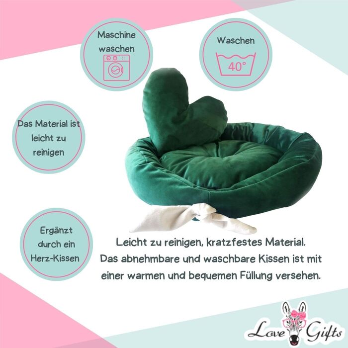 М'яке лежанка-подушка для собак Love Gifts® | Ортопедичний лежанка для собак середніх та маленьких порід | Зелений колір