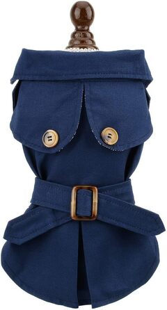 Тренч для собак, дівчаток та хлопчиків, водонепроникний, модний, з поясом, верхній одяг для осені та зими, одяг для цуценят, чихуахуа, йоркширського тер'єра, хакі, розмір XL, блакитний