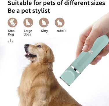 Набір для грумінгу собак 4-в-1: ножиці, тример, щітка, гребінець. Ідеально для догляду за шерстю цуценят та котів вдома. Зелений колір.