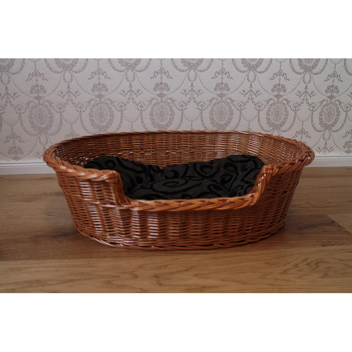 Ліжко для собак Marcus з входом з лози та подушкою, корзина для собак, ліжко для котів, корзинка для собак