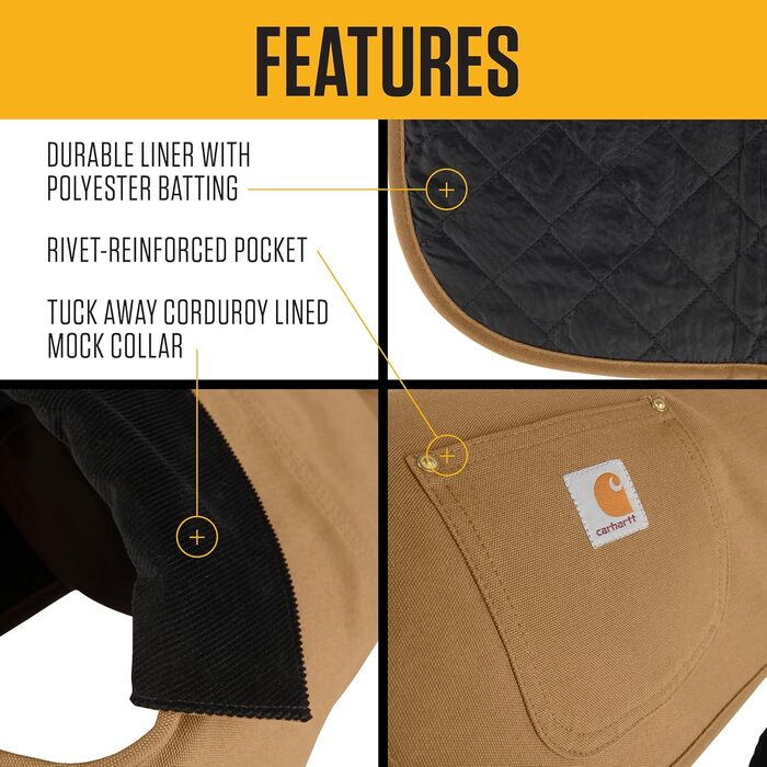 Carhartt фірмова утеплена куртка для собак, водостійка, міцна, без PFAS, для холодної погоди, коричнева, розмір M