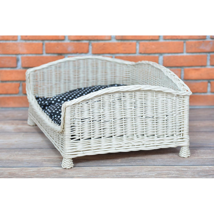 Корзина-ліжко для собак та котів з плетіння лози з м'яким лежаком (74x52x39 см, чорний)