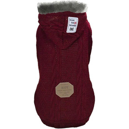 Вовняний пуловер для собак з капюшоном, теплий зимовий пуловер з ролетним коміром, флісовий пуловер, теплий одяг для собак та котів, розмір L (об'єм грудей: 42 см), класичний червоний колір