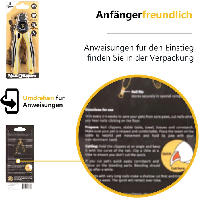 Професійна ножиця для догляду за кігтями собак Thunderpaws з захистом, замком безпеки та пилочкою (середній-великий, зелений)