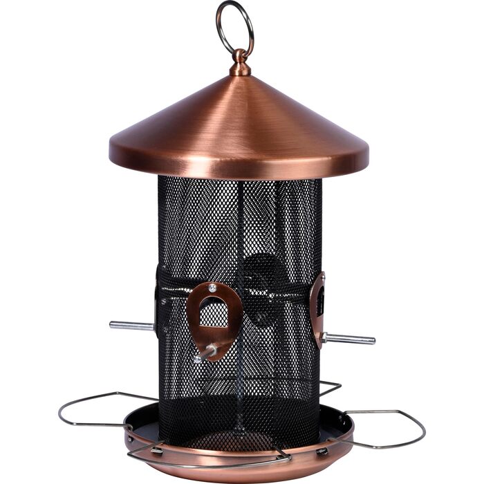 Годівниця для птахів Dobar 11517 з мідною обробкою - металева годівниця для насіння, 20x20x32 см