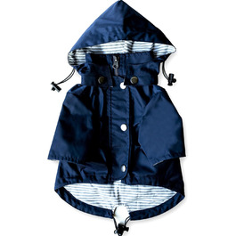 Дощовик для собак Ellie Dog Wear, водонепроникний, з капюшоном, блискавкою, кишенями, світловідбивними кнопками, регульований шнурок, розмір XS-XL, темно-синій