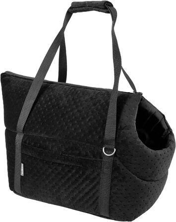 Чорна сумка-переноска для собак та котів, M, 38x28x28 см, Velvet (штучна замша)