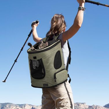 Рюкзак для котів та собак Petsfit - зелений, до 5 кг, з сіткою та регульованим ременем