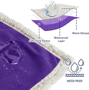 Водонепроникний килимок для собак Catalonia Classy, стійкий до сечі, двосторонній, м'який, великий розмір 203x152 см (Ліловий/Бежевий)