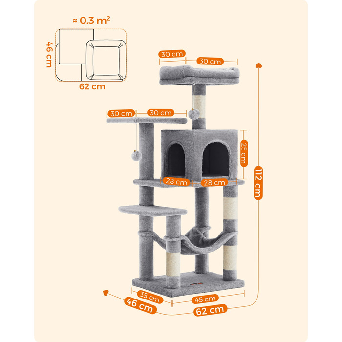 Низький когтеточка-ліжечко для котів Feandrea у вигляді вежі
