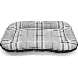 Ортопедичний лежак для собак Преміум Hugo Check з Memory Foam. Підходить для собак маленьких, середніх та великих порід. Знімний та пральний чохол, сірий в клітинку, розмір S (62x35x7 см)