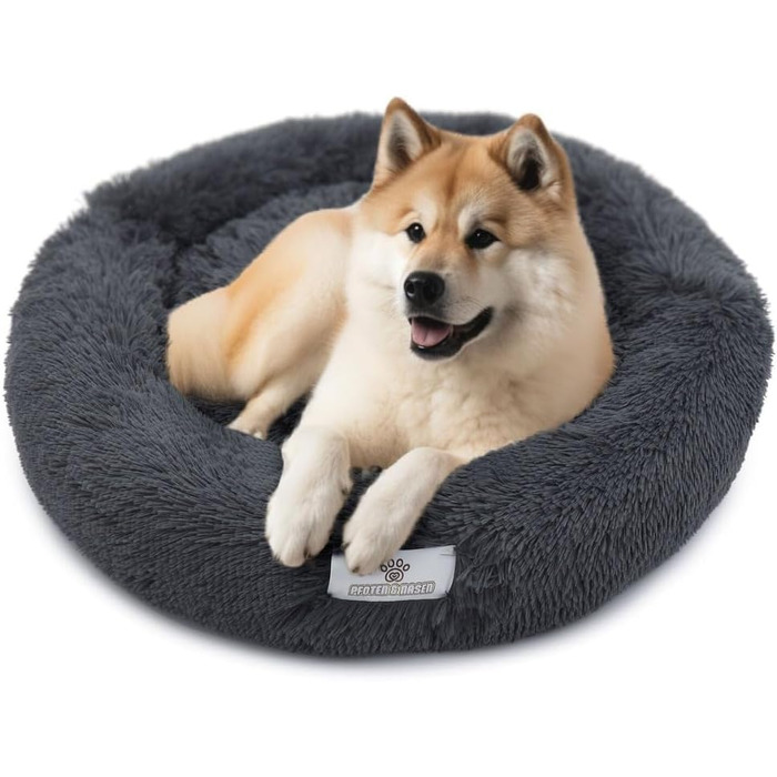Кругле ліжко для собак Pfoten&nasen® Wolke 7, Темно-сірий, M (75 см) - М'яке, зручне, для середніх собак