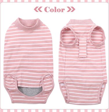 Одяг для собак після кастрації - Медичний боді для собак, альтернатива комірчику, для маленьких, середніх та великих собак, дихаючий, рожевий в смужку, розмір L