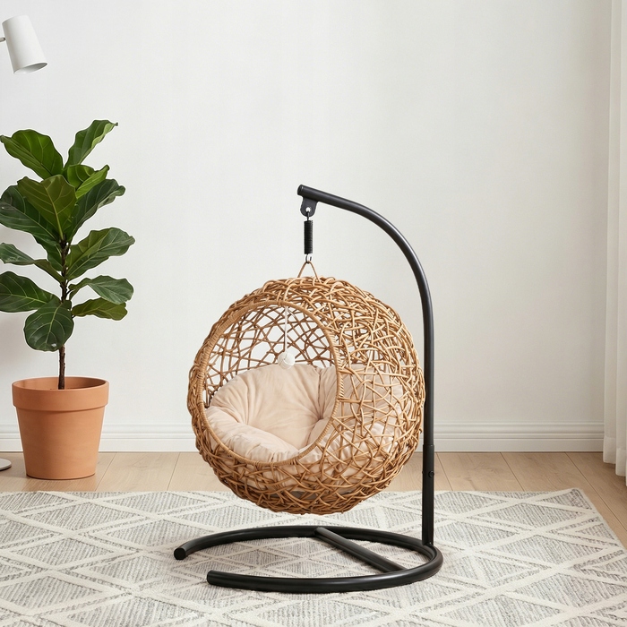 Підвісне ліжечко з подушкою PawHut D30-977V00LR, 45x41x75 см, коричневе