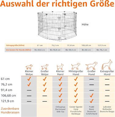 Клітка-вольєр для собак та інших тварин Amazon Basics, металева, складна, з дверцятами, 91 см, чорна