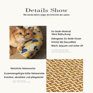 Ранкові ліжка для котів, собак та цуценят з ротангу: знімні, дихаючі та м'які