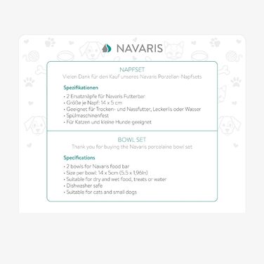 Набір мисок для котів та собак Navaris - керамічні миски для корму, набір для годування котів, миска для корму, миється в посудомийній машині, стиль 1