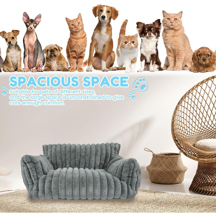М'яке ліжко для котів та собак: зручне диванчик з фетру, антиковзаюча база, легко миється (темно-сірий)